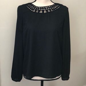 H&M Black Patterned Blouse- Size 6